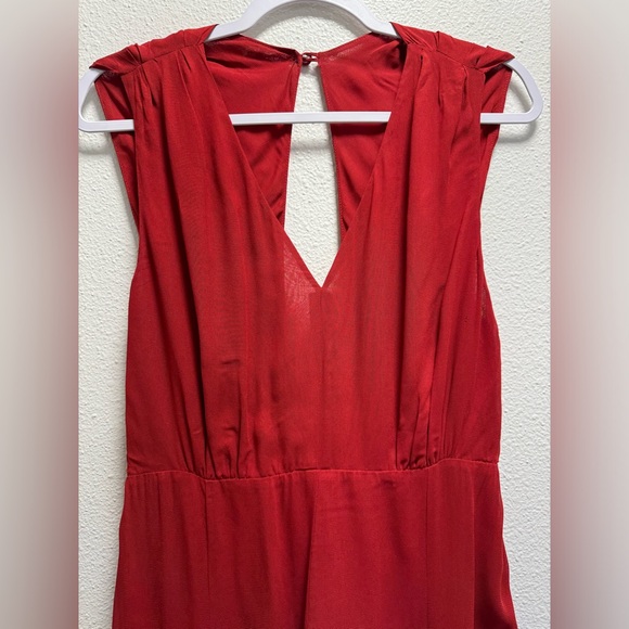Reformation Sylvania Jumpsuit Romper Button Keyhole Pompeian Deep Red Size 10 - Picture 5 of 16